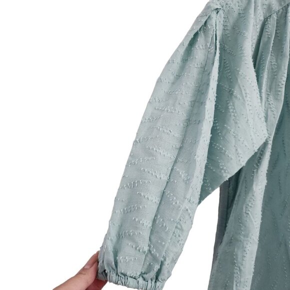 Anthropologie Dolan Blouse Small Blue Alvia Peasant 3/4 Balloon Sleeve Cotton - Picture 7 of 14